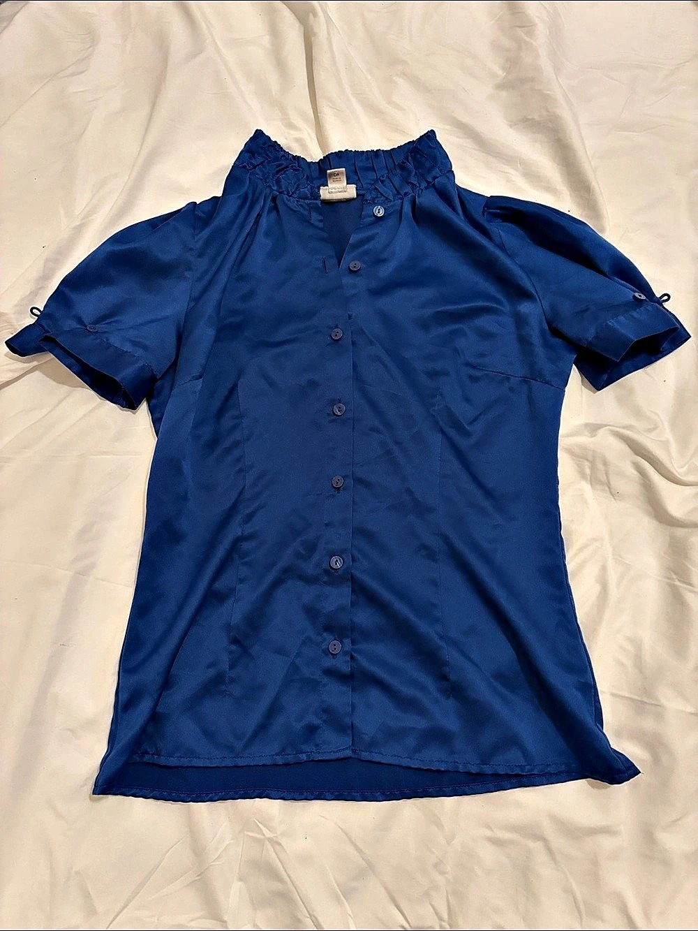 Worthington Short Sleeve Blouse in Blue Size Small Like New
